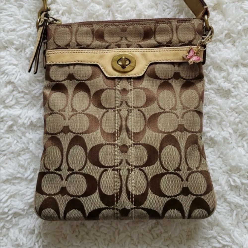 Vintage Coach Y2K Signature Brown Hampton Swingpack Crossbody Purse